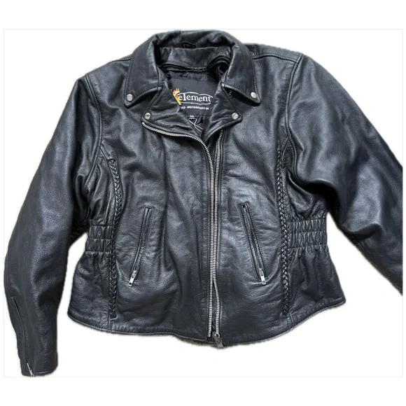 Women’s Black Genuine Leather Moto Jacket 4XL – Oversized Biker Motorcycle Style - Picture 5 of 13